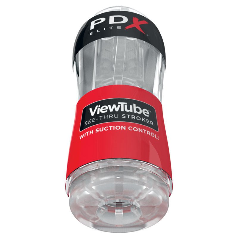 Bottom view of the PDX Elite ViewTube Stroker male masturbator with the sleeve removed and fully visible | Flirty Bay adult store Perth